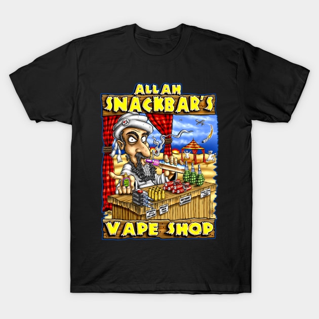 Allah Snackbar's Vape Shop T-Shirt by linkartworks